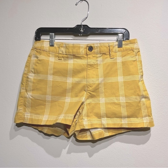 A new day.Plaid Chino Mustard Yellow Short  Size 6 Khaki Shorts. W/ Pockets - Picture 2 of 6